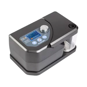 ProPSV pressure support non-invasive ventilator: dark grey body, display, rotary knob and humidifier chamber
