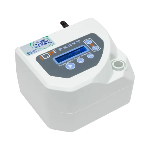 SleepOne ProVT front view: white body, control panel with blue display, buttons and a label on top